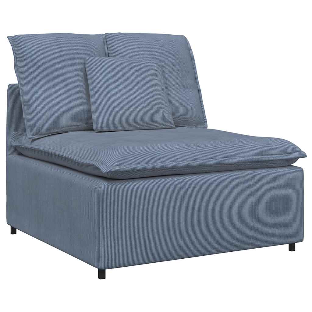 Modulares Sofa mit Fußhocker und Kissen Blau