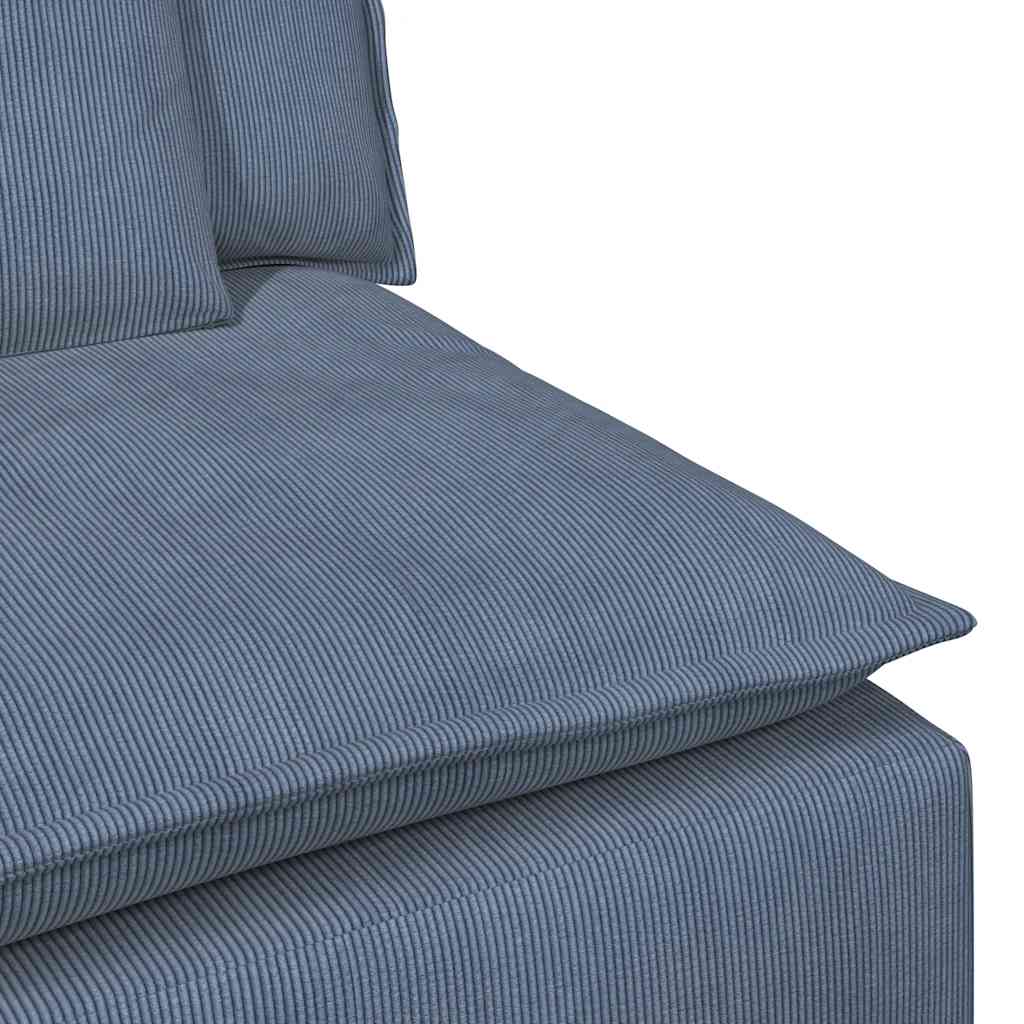 Modulares Sofa mit Fußhocker und Kissen Blau