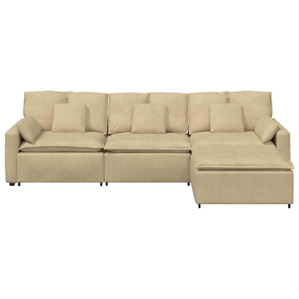 Modulares Sofa mit Fußhocker und Kissen Graugrün