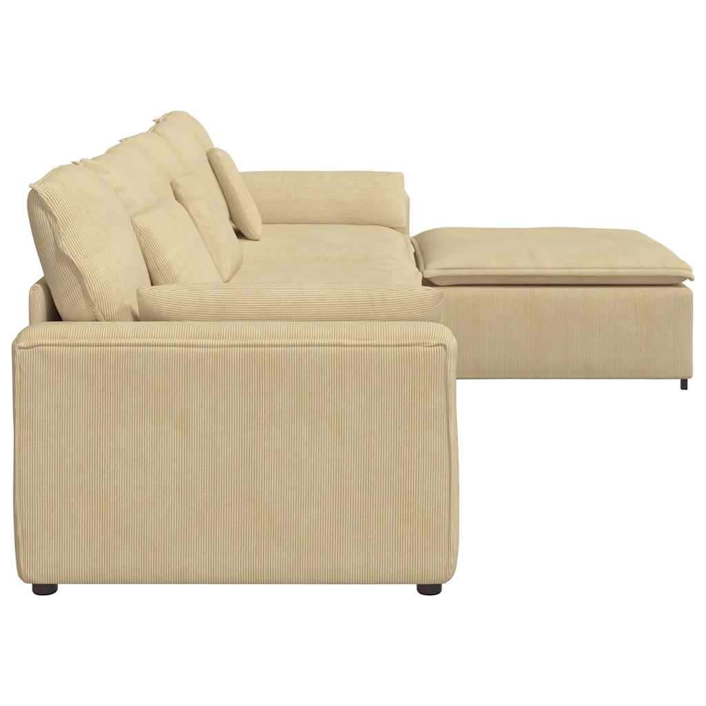 Modulares Sofa mit Fußhocker und Kissen Graugrün