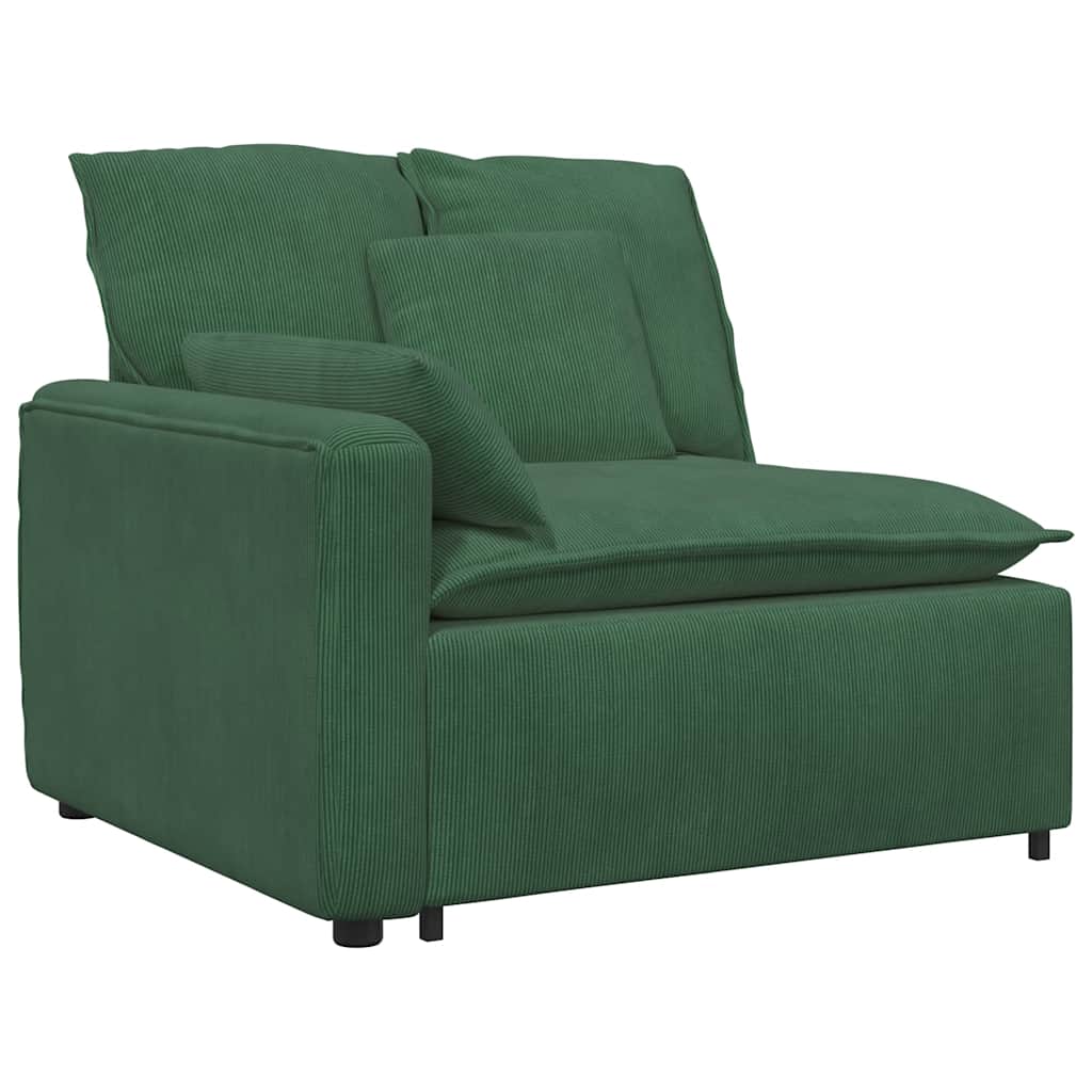 Modulares Sofa mit Fußhocker und Kissen Dunkelgrün