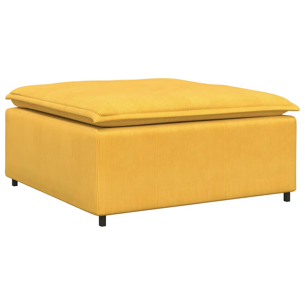 Modulares Sofa mit Fußhocker und Kissen Hellgelb