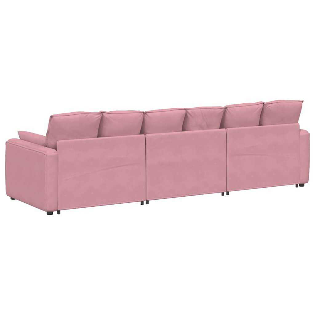 Modulares Sofa mit Kissen Rosa
