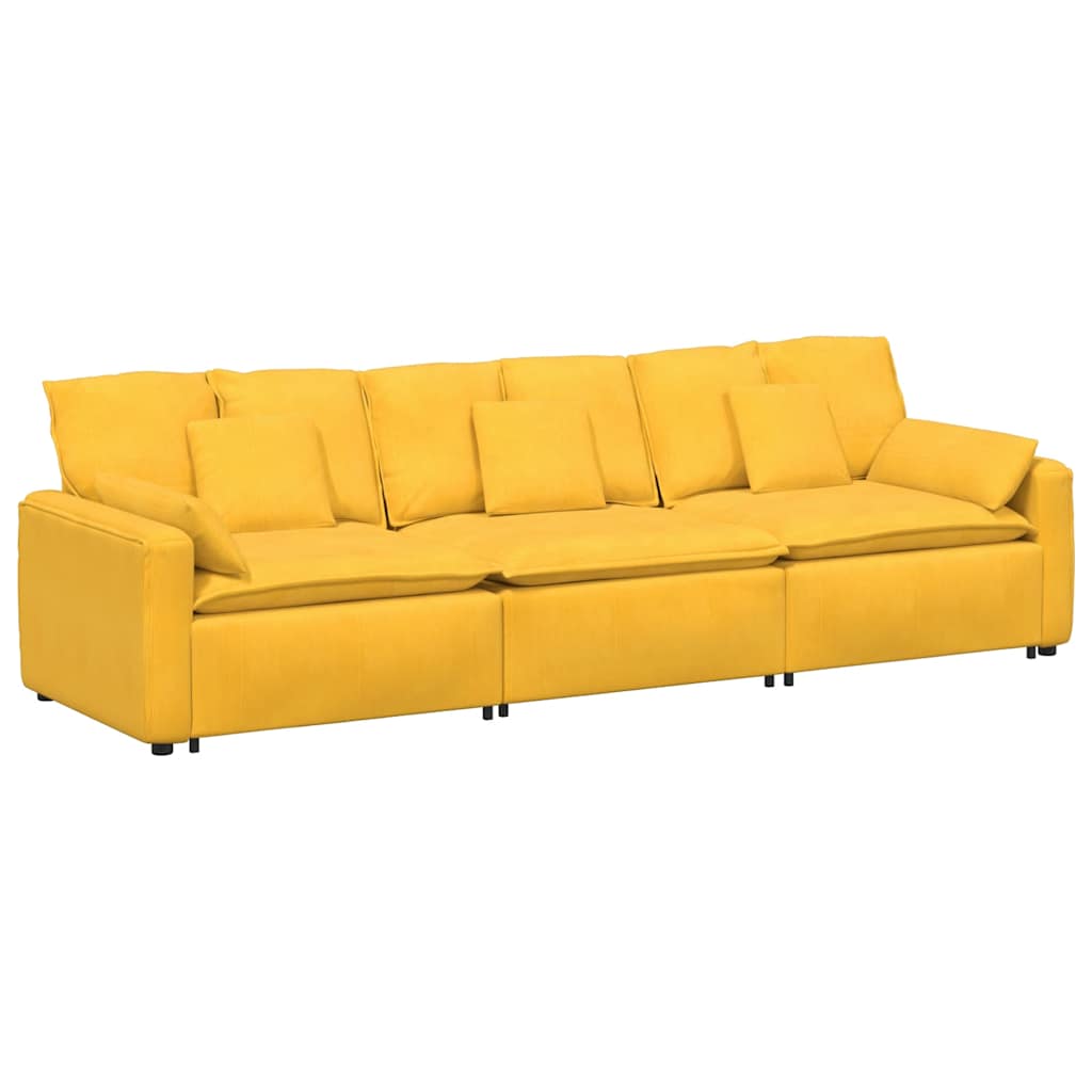 Modulares Sofa mit Kissen Hellgelb