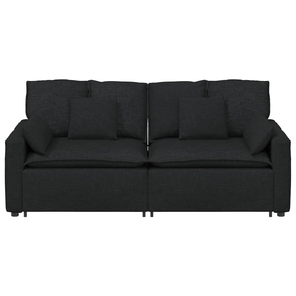 Modulares Sofa mit Kissen Schwarz