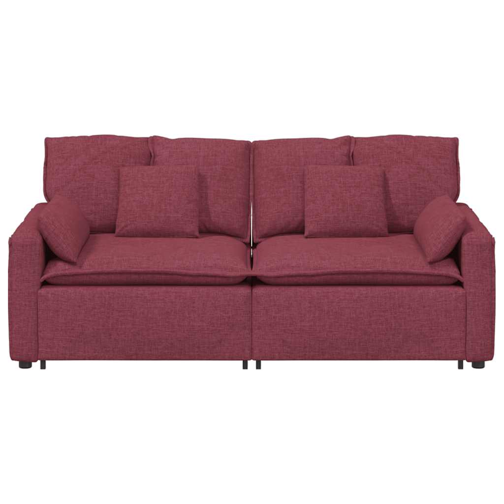 Modulares Sofa mit Kissen Weinrot