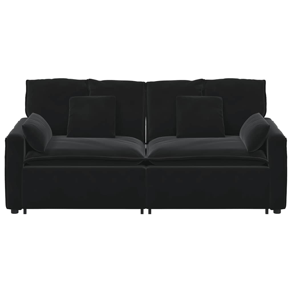 Modulares Sofa mit Kissen Schwarz