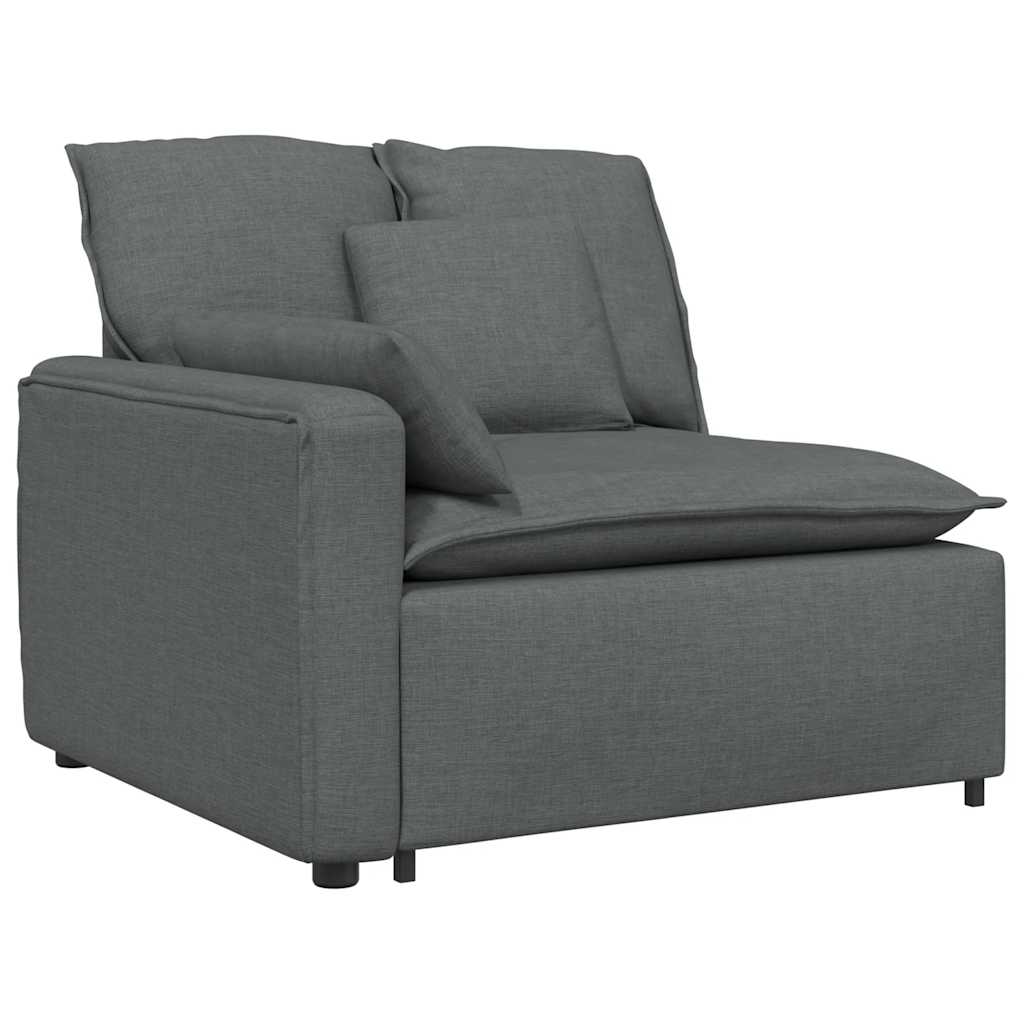 Modulares Sofa mit Kissen Stoff Dunkelgrau