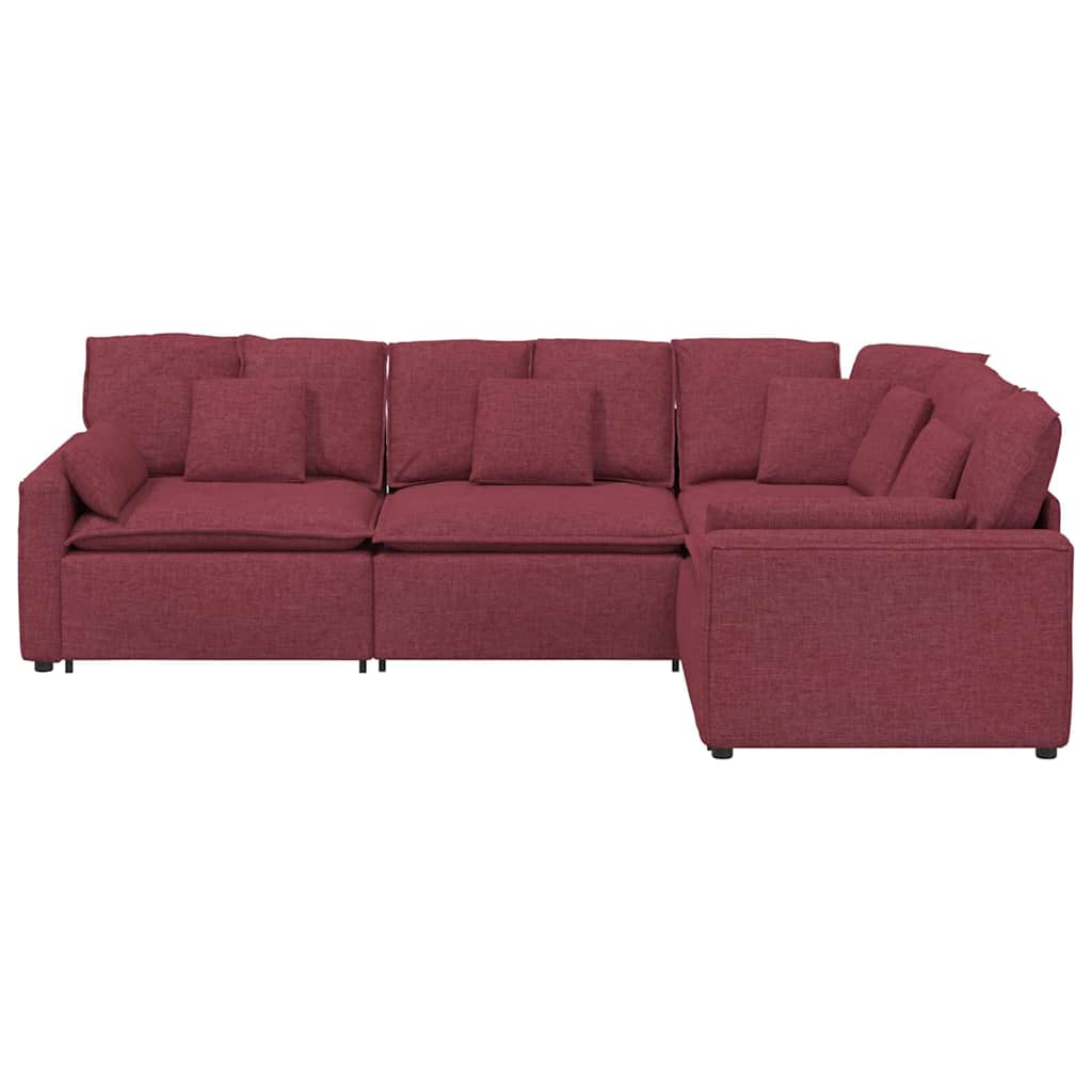 Modulares Sofa mit Kissen Stoff Weinrot