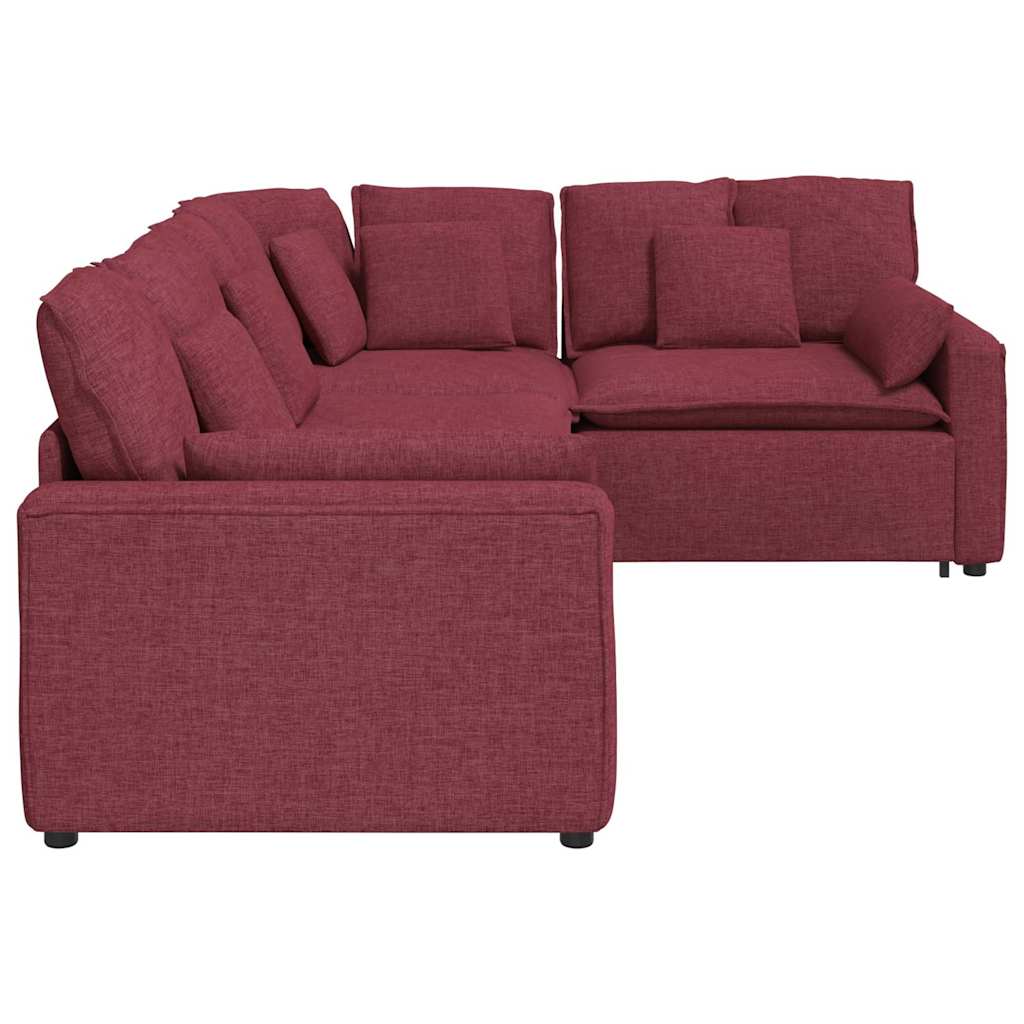 Modulares Sofa mit Kissen Stoff Weinrot