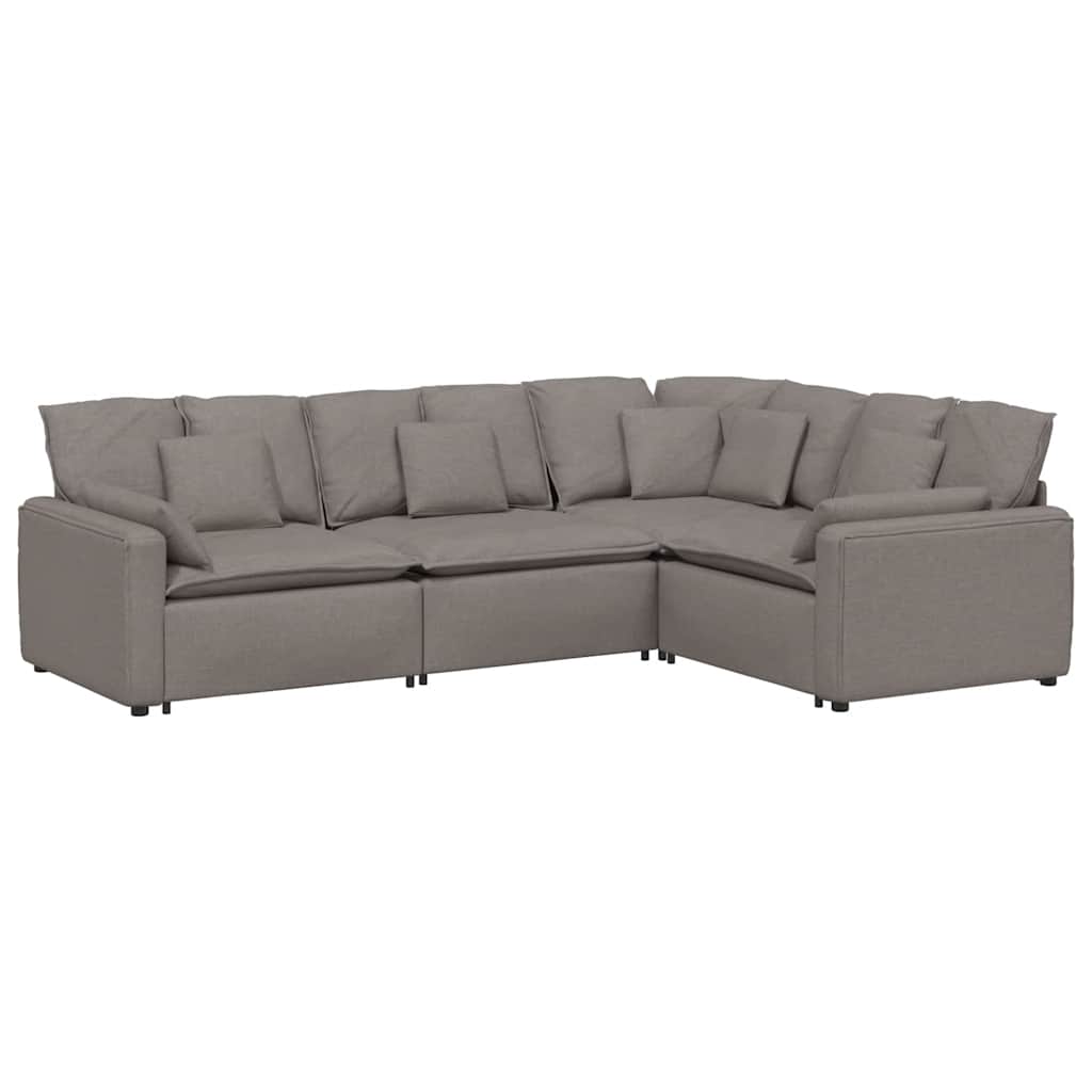 Modulares Sofa mit Kissen Stoff Taupe