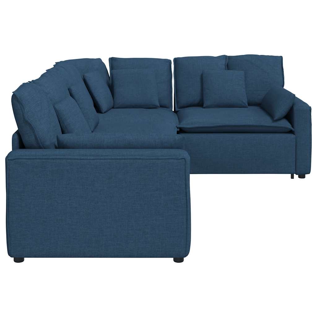 Modulares Sofa mit Kissen Stoff Blau