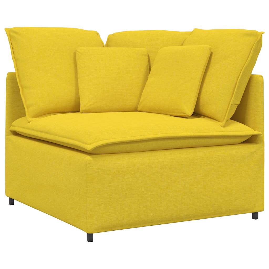 Modulares Sofa mit Kissen Stoff Hellgelb