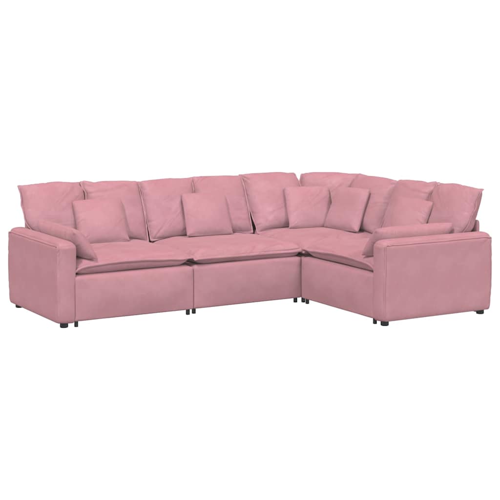 Modulares Sofa mit Kissen Samt Rosa