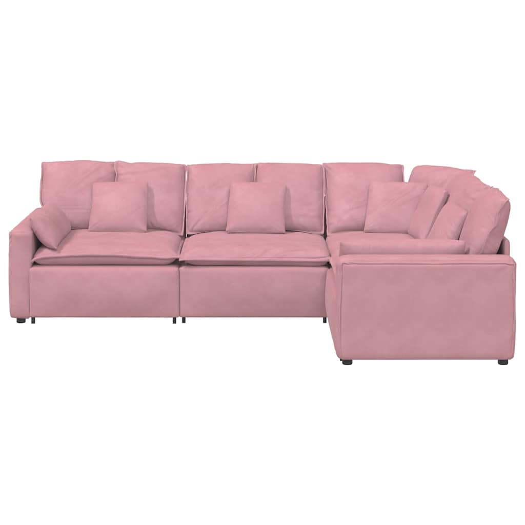 Modulares Sofa mit Kissen Samt Rosa