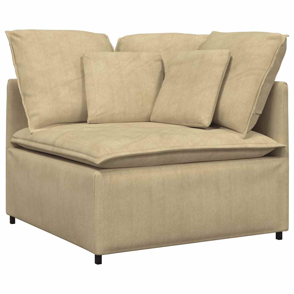 Modulares Sofa mit Kissen Cordstoff Graugrün