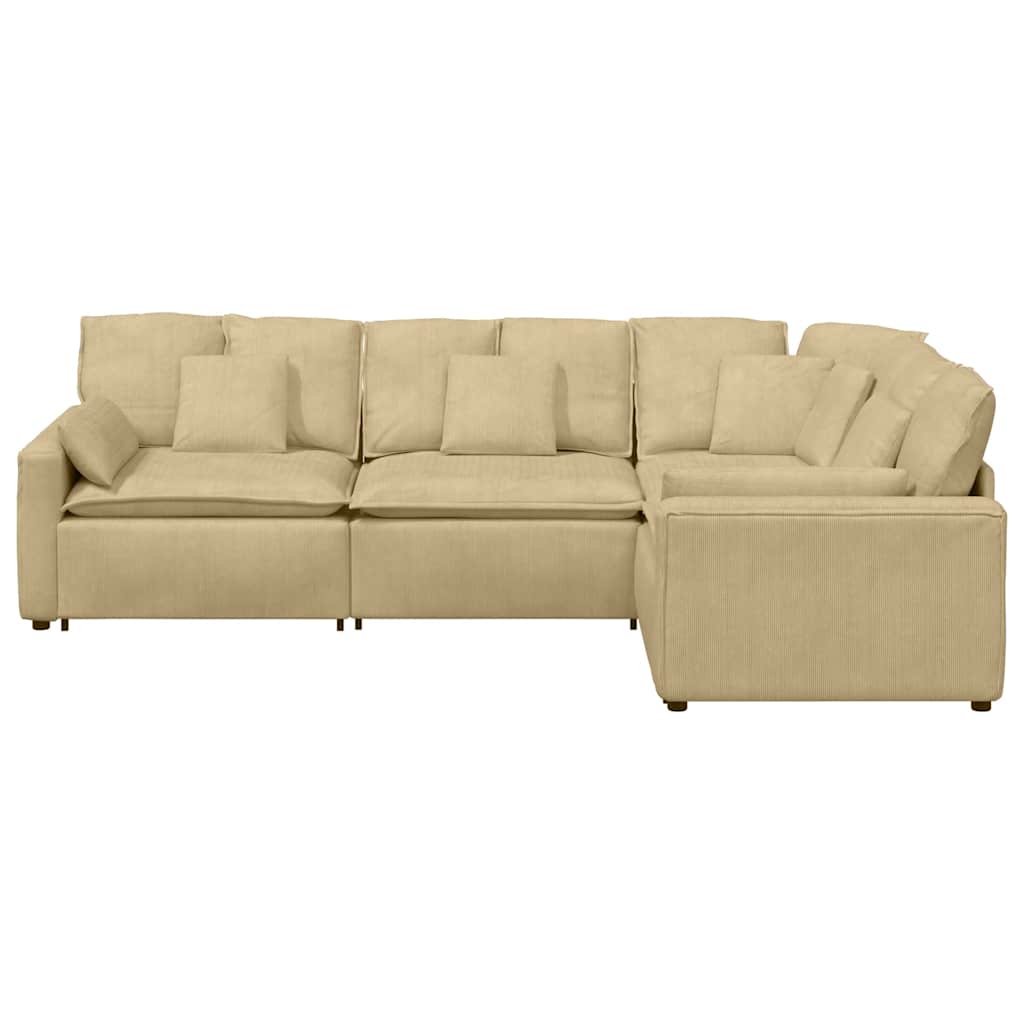 Modulares Sofa mit Kissen Cordstoff Graugrün