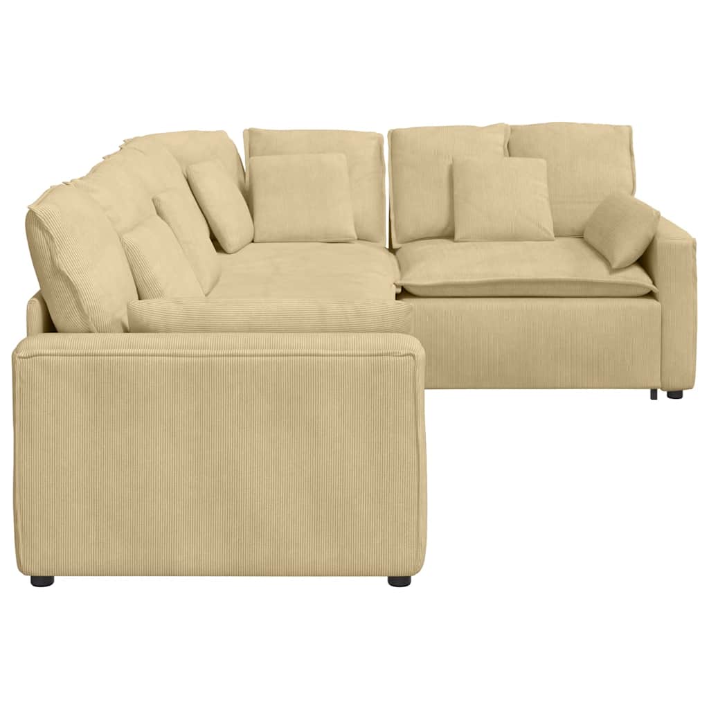 Modulares Sofa mit Kissen Cordstoff Graugrün