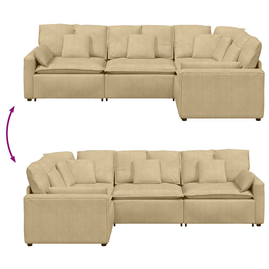 Modulares Sofa mit Kissen Cordstoff Graugrün