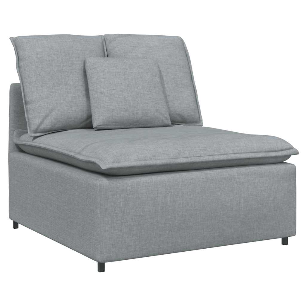 Modulares Sofa mit Fußhocker Kissen Stoff Hellgrau