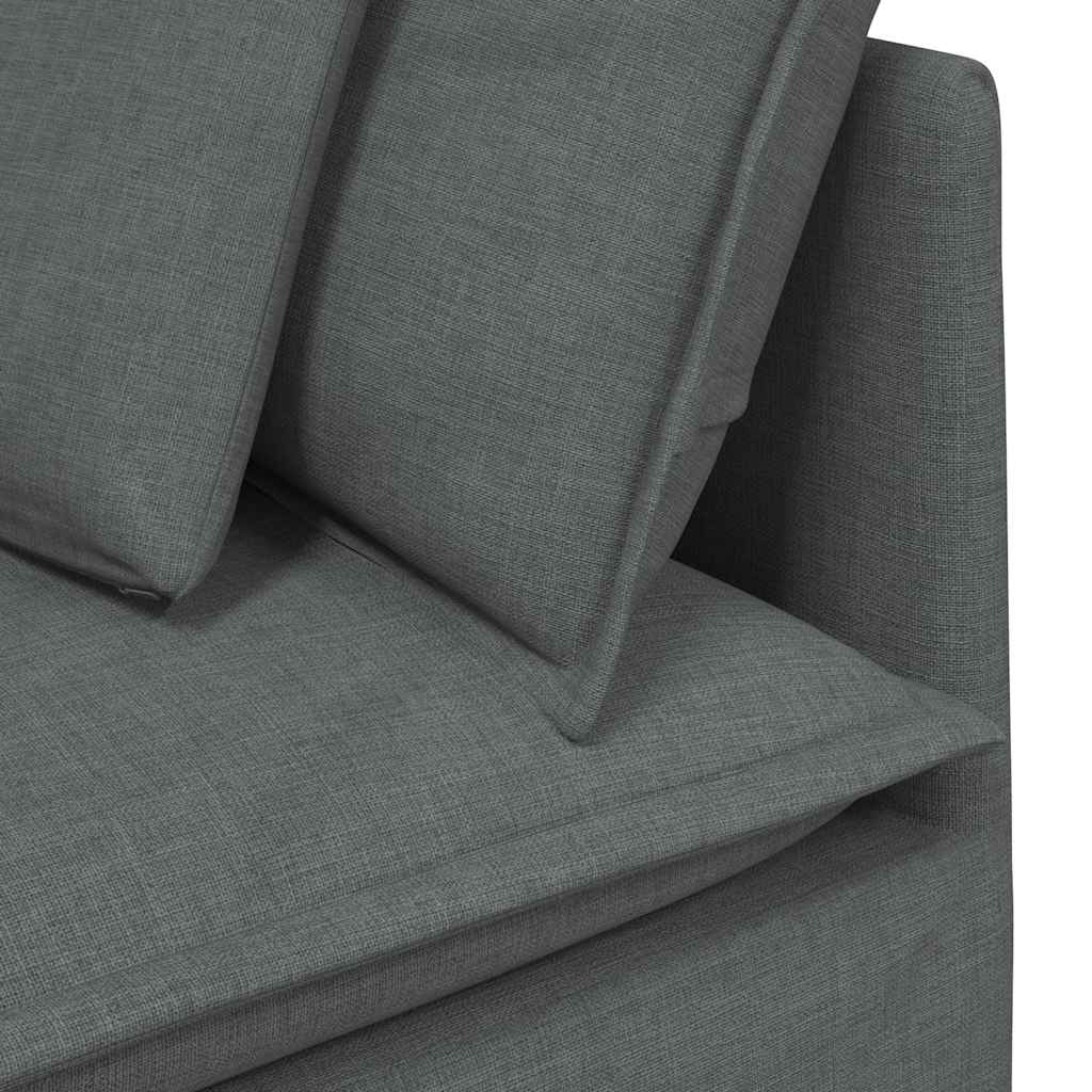 Modulares Sofa mit Fußhocker Kissen Stoff Dunkelgrau