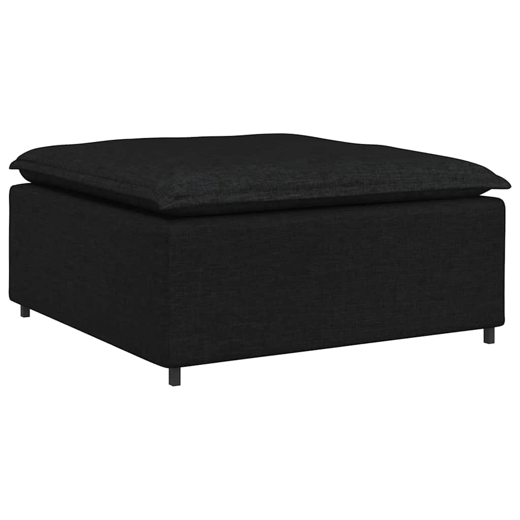 Modulares Sofa mit Fußhocker Kissen Stoff Schwarz