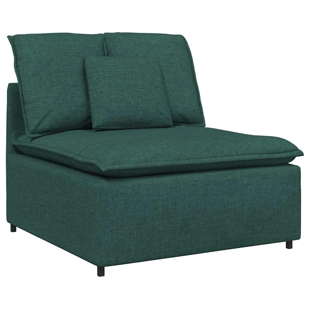 Modulares Sofa mit Fußhocker Kissen Stoff Dunkelgrün