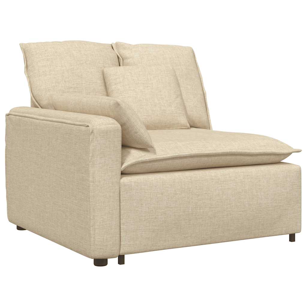 Modulares Sofa mit Fußhocker Kissen Stoff Creme