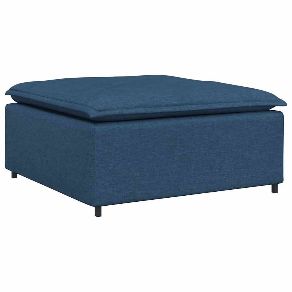 Modulares Sofa mit Fußhocker Kissen Stoff Blau