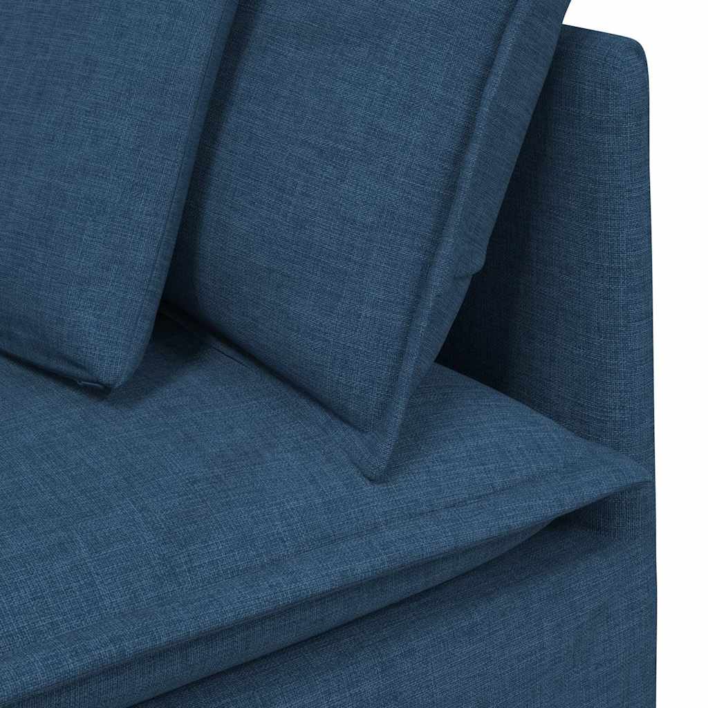 Modulares Sofa mit Fußhocker Kissen Stoff Blau