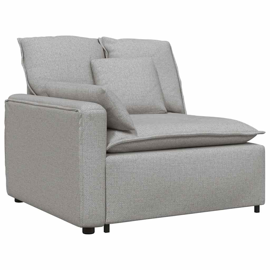 Modulares Sofa mit Fußhocker Kissen Stoff Wolkengrau