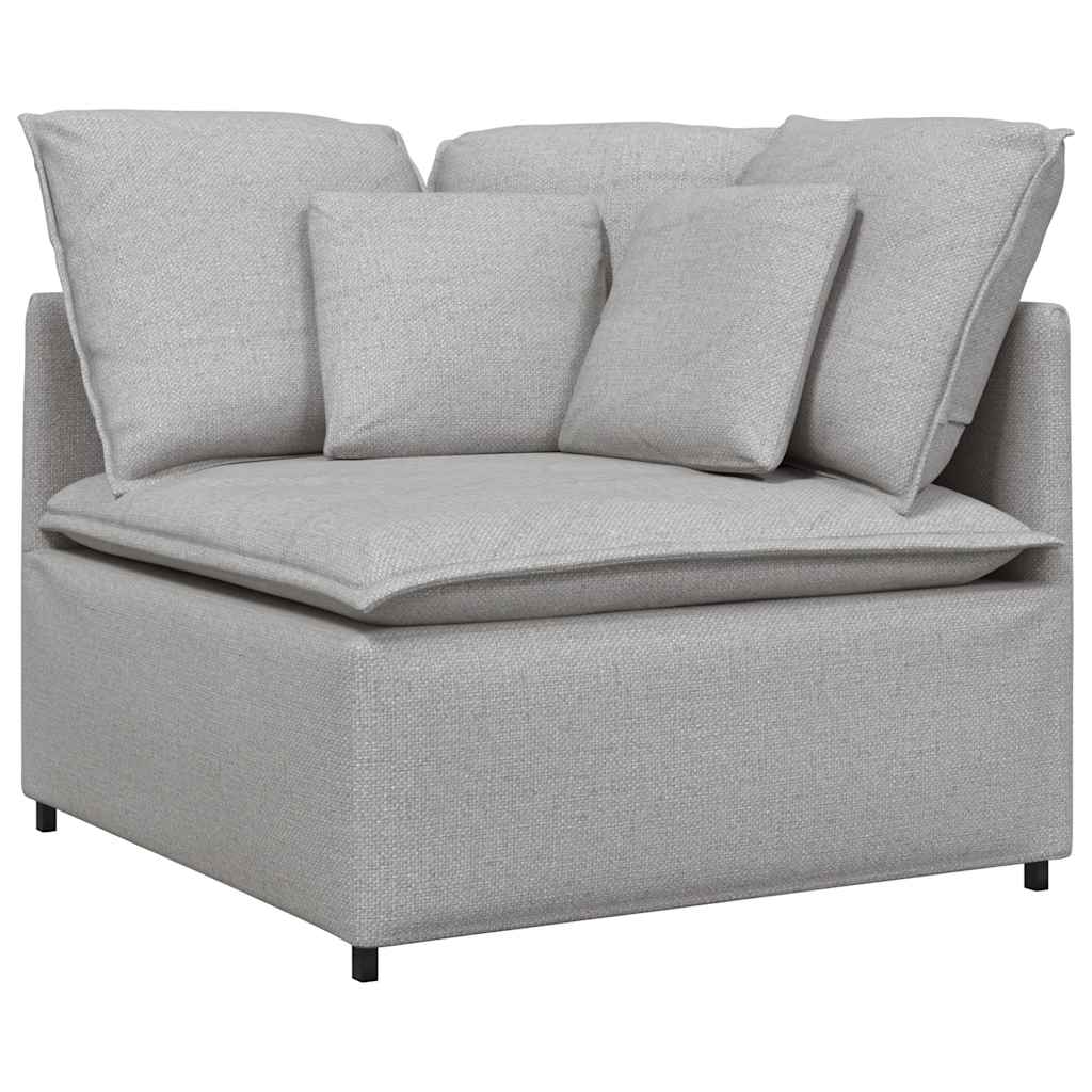 Modulares Sofa mit Fußhocker Kissen Stoff Wolkengrau