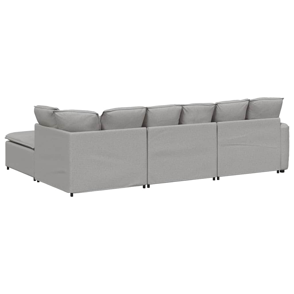 Modulares Sofa mit Fußhocker Kissen Stoff Wolkengrau