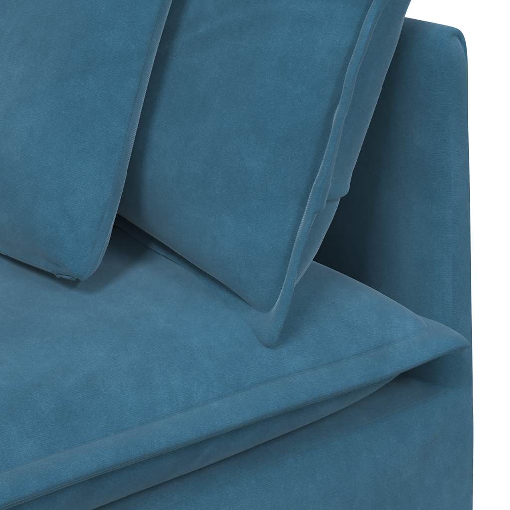 Modulares Sofa mit Fußhocker Kissen Samt Blau