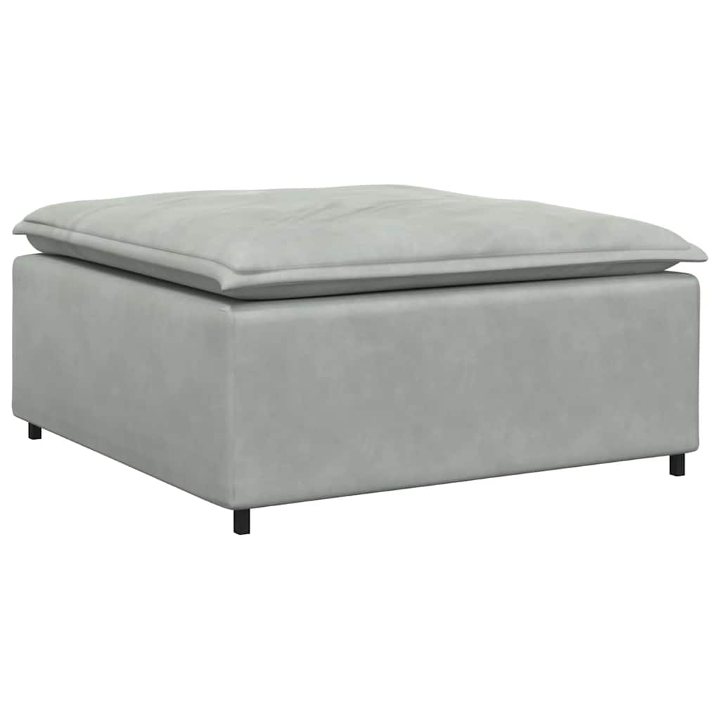 Modulares Sofa mit Fußhocker Kissen Samt Hellgrau