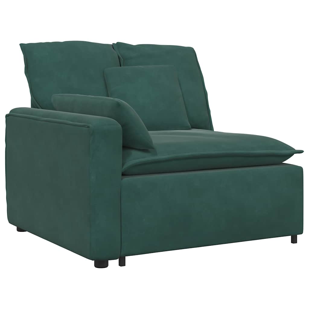 Modulares Sofa mit Fußhocker Kissen Samt Dunkelgrün
