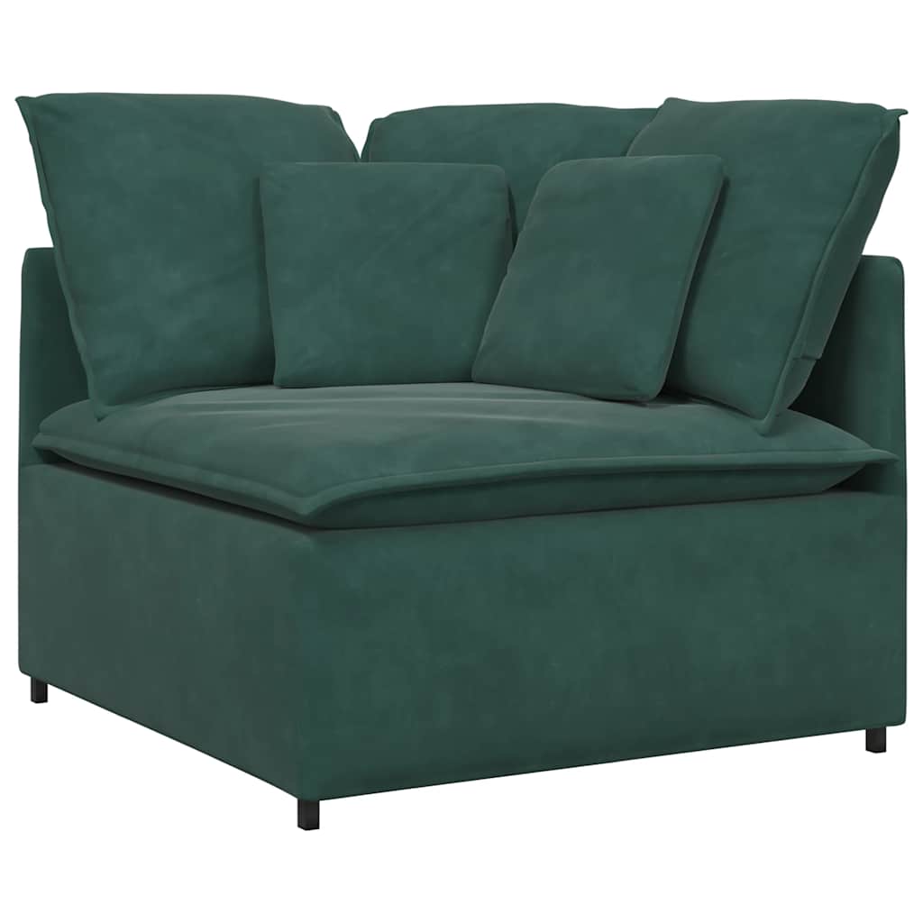 Modulares Sofa mit Fußhocker Kissen Samt Dunkelgrün