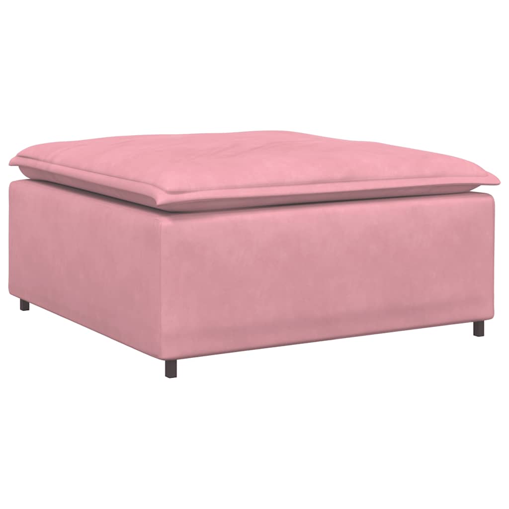 Modulares Sofa mit Fußhocker Kissen Samt Rosa