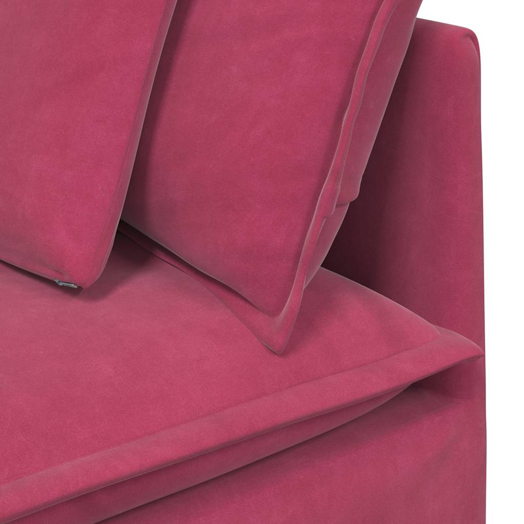 Modulares Sofa mit Fußhocker Kissen Samt Weinrot
