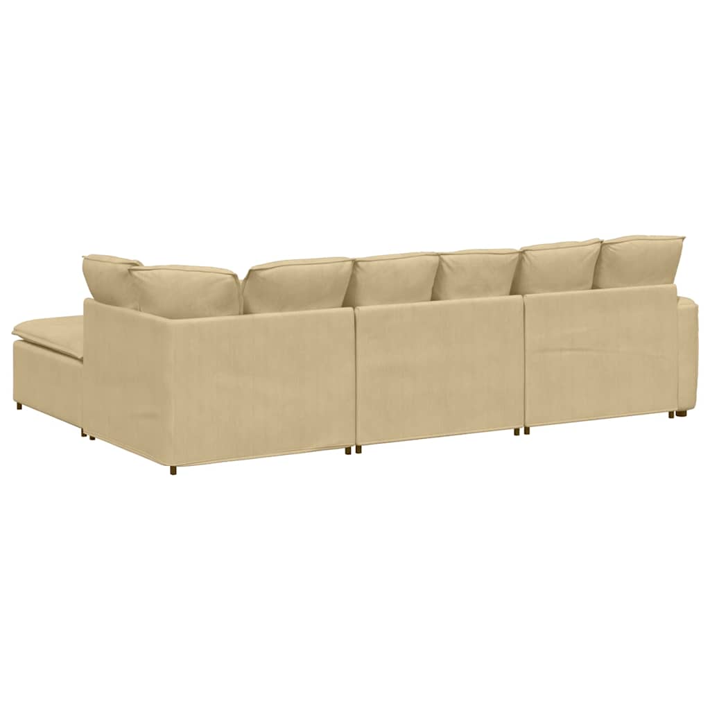 Modulares Sofa mit Fußhocker Kissen Cordstoff Graugrün