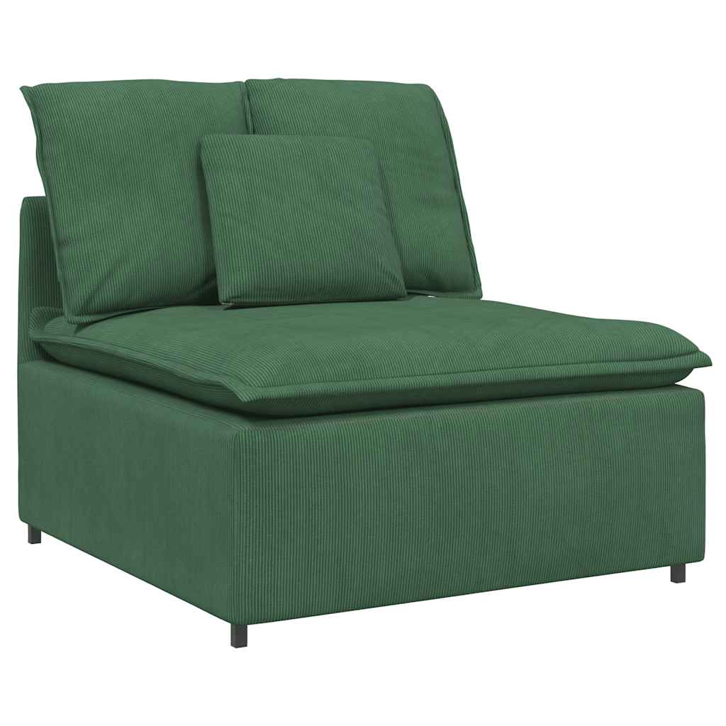 Modulares Sofa mit Fußhocker Kissen Cordstoff Dunkelgrün