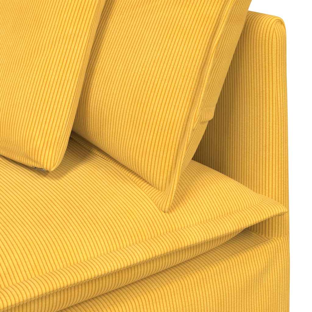 Modulares Sofa mit Fußhocker Kissen Cordstoff Hellgelb