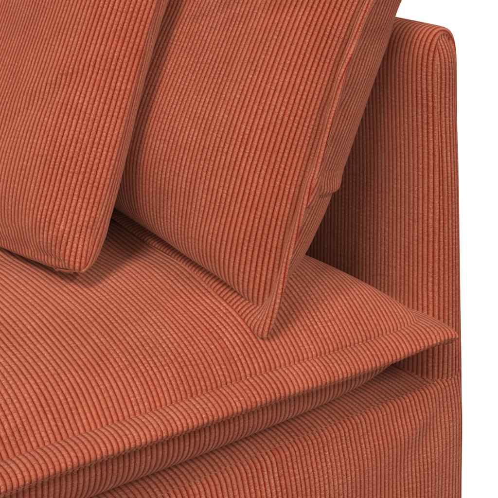 Modulares Sofa mit Fußhocker Kissen Cordstoff Rot Orange