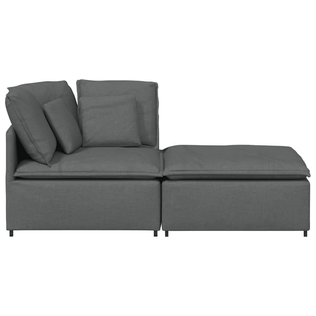 Modulares Sofa mit Fußhocker Kissen Stoff Dunkelgrau