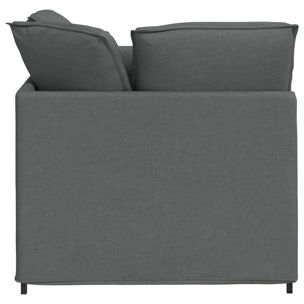 Modulares Sofa mit Fußhocker Kissen Stoff Dunkelgrau