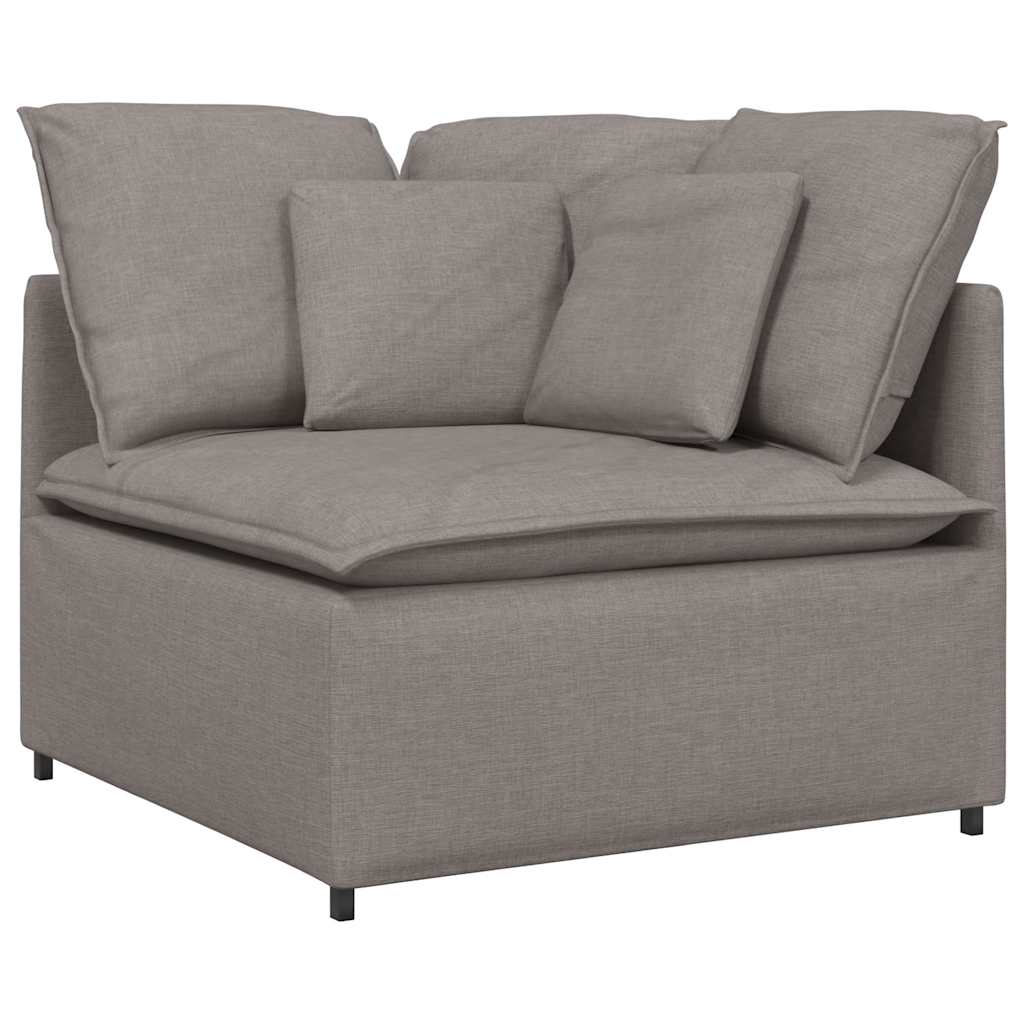 Modulares Sofa mit Fußhocker Kissen Stoff Taupe