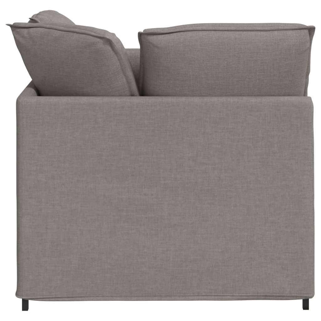 Modulares Sofa mit Fußhocker Kissen Stoff Taupe