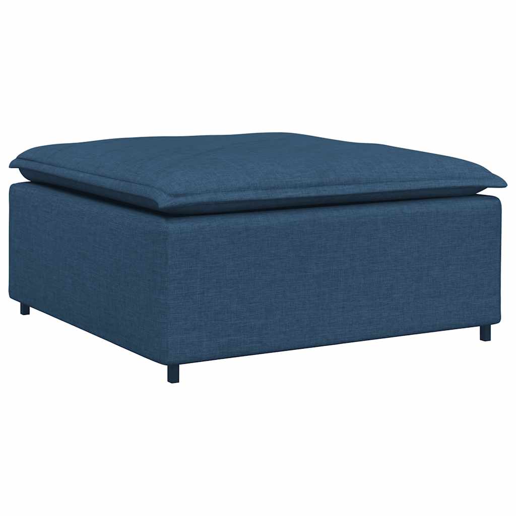 Modulares Sofa mit Fußhocker Kissen Stoff Blau