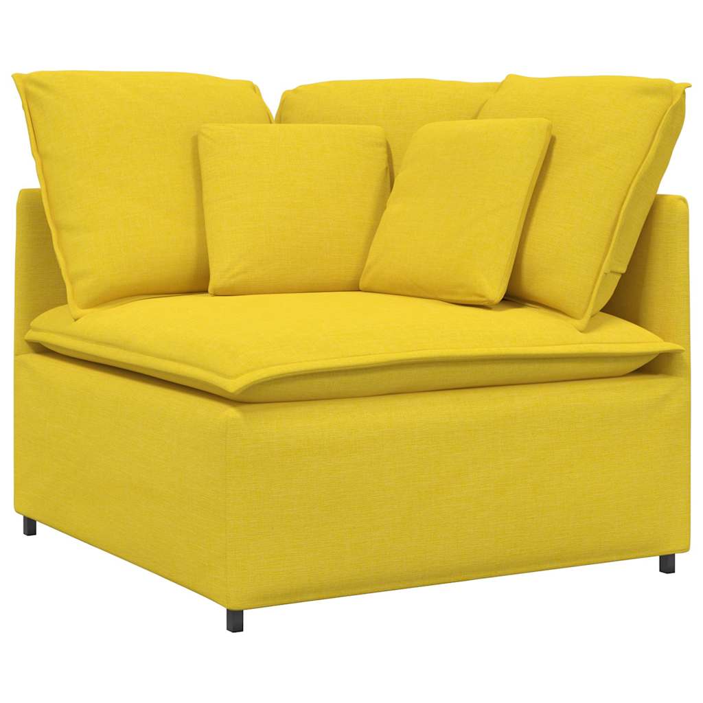 Modular sofa with footstool cushion fabric light yellow