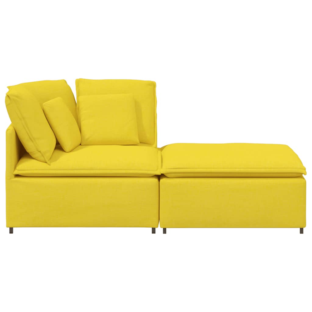 Modular sofa with footstool cushion fabric light yellow